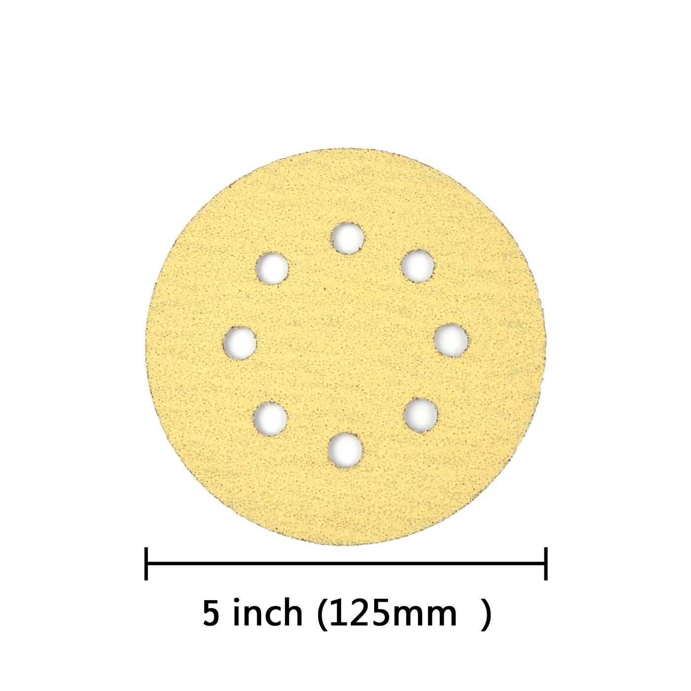 5 Inch Yellow Grain 8 Holes Hook & Loop Sanding Discs