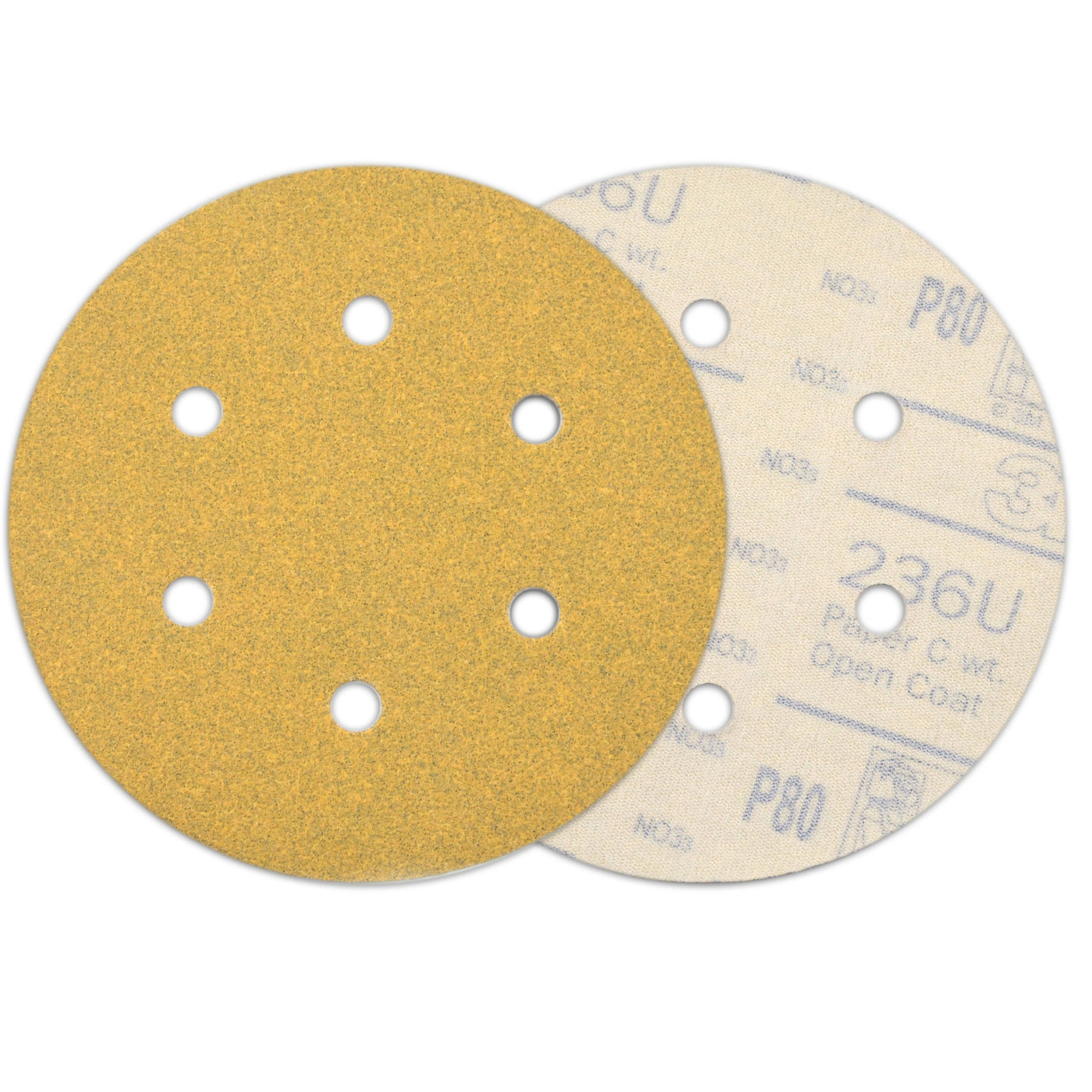 6 Inch 6-Hole Hook & Loop Sanding Discs