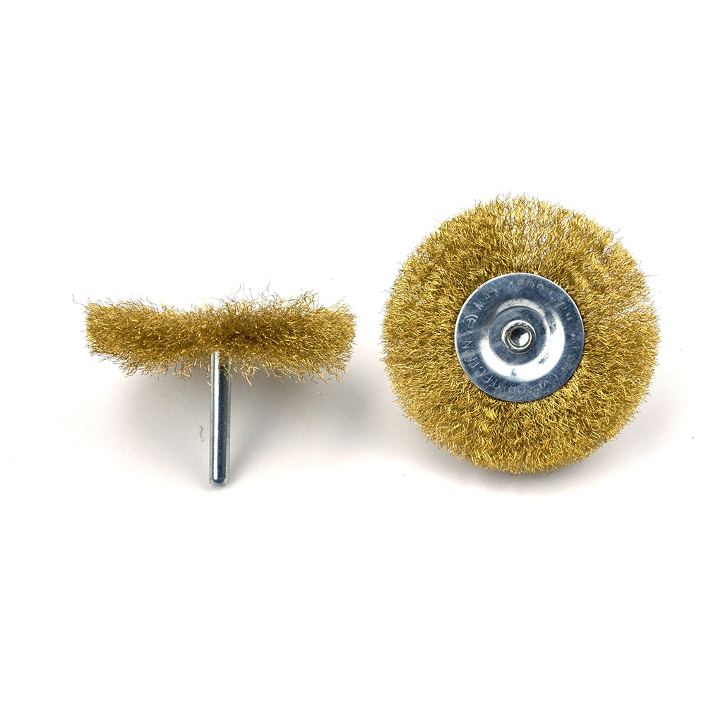 1.5" (38mm) x 6mm Mounted Shank 0.13mm Brass Wire Wheel Brushes