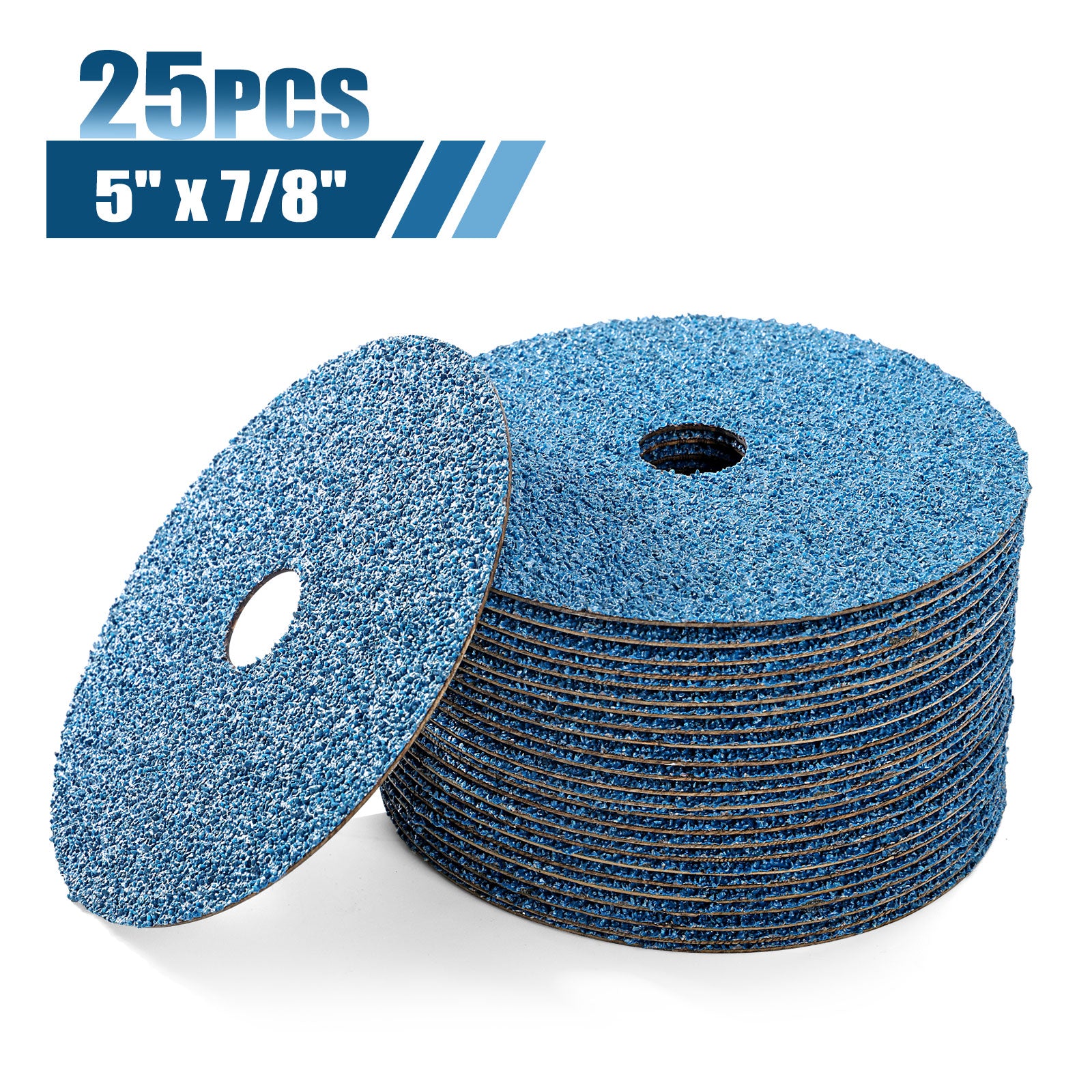 5" x 7/8" Zirconia Resin Fiber Sanding Discs - 25Pcs/Box
