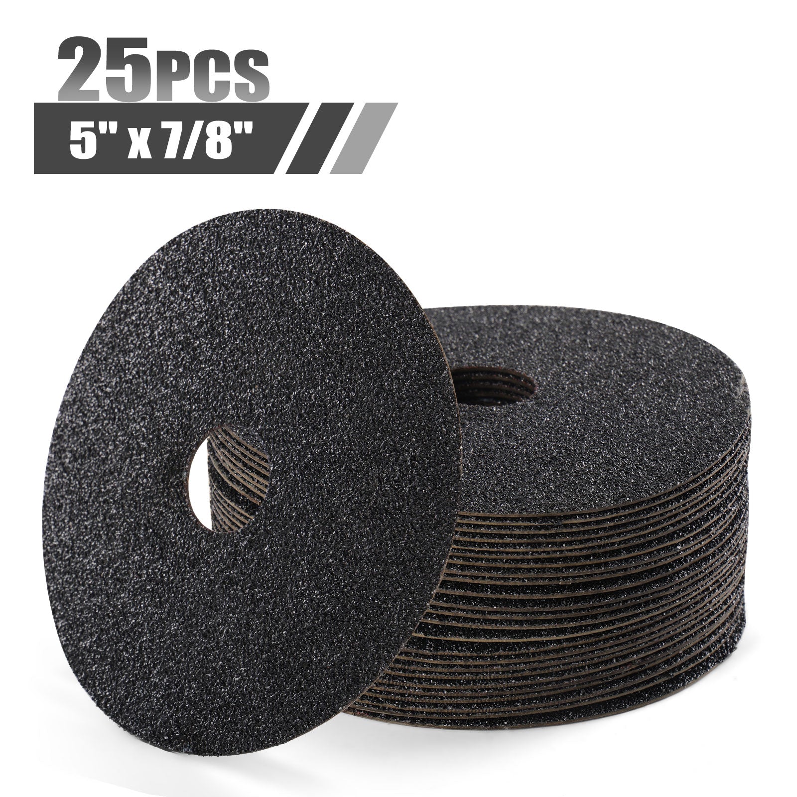 5" x 7/8" Silicon Carbide Resin Fiber Sanding Discs - 25Pcs/Box