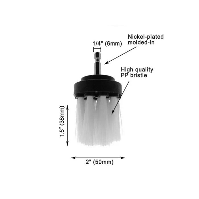 2" (50mm) Long Bristles Electric Drill Cleaning Brush For Household/Automotive with 6mm Shank Drill Attachment, 1 PC