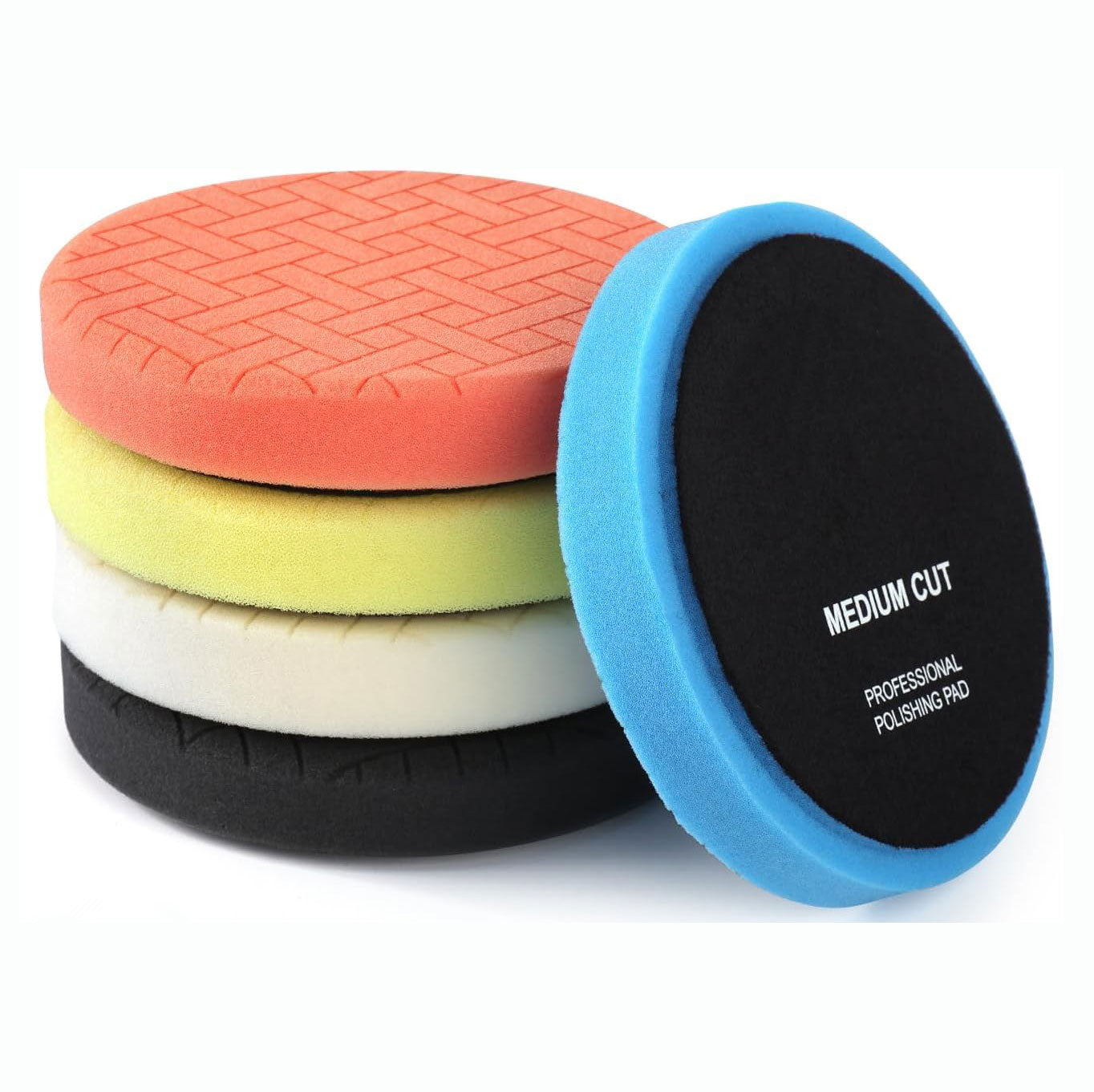 5" (125mm) Compound Cutting Hook & Loop Buffing Sponge Pads, 1PC