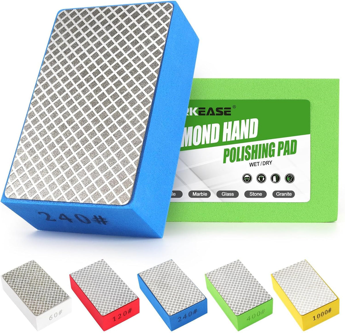 Diamond Hand Polishing Pads with Foam Backing – 5Pcs/Box