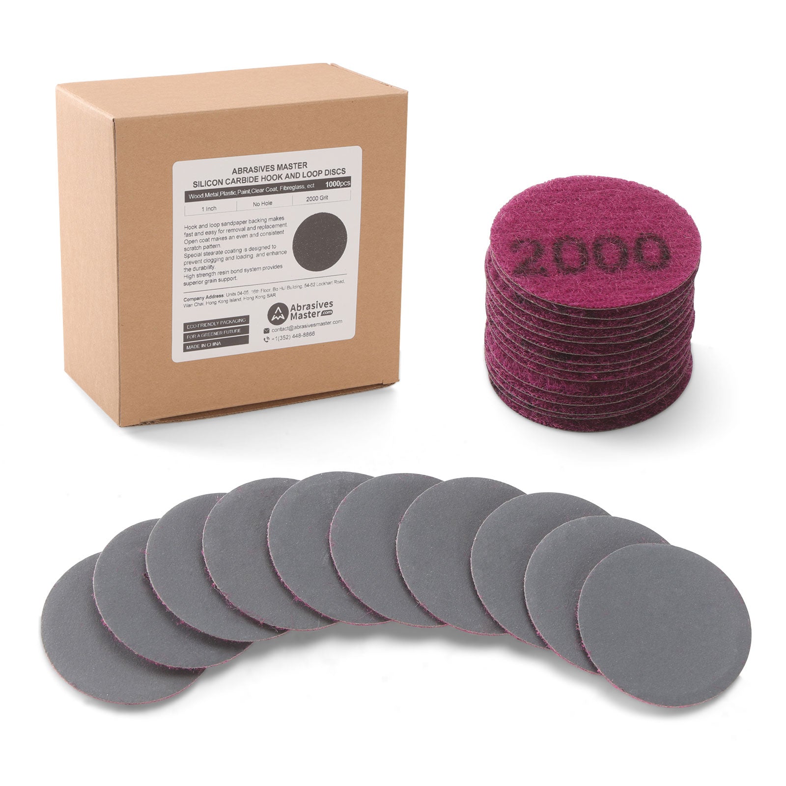 1" (25mm) Silicon Carbide Hook & Loop Sanding Discs - 1000 Pcs/Box