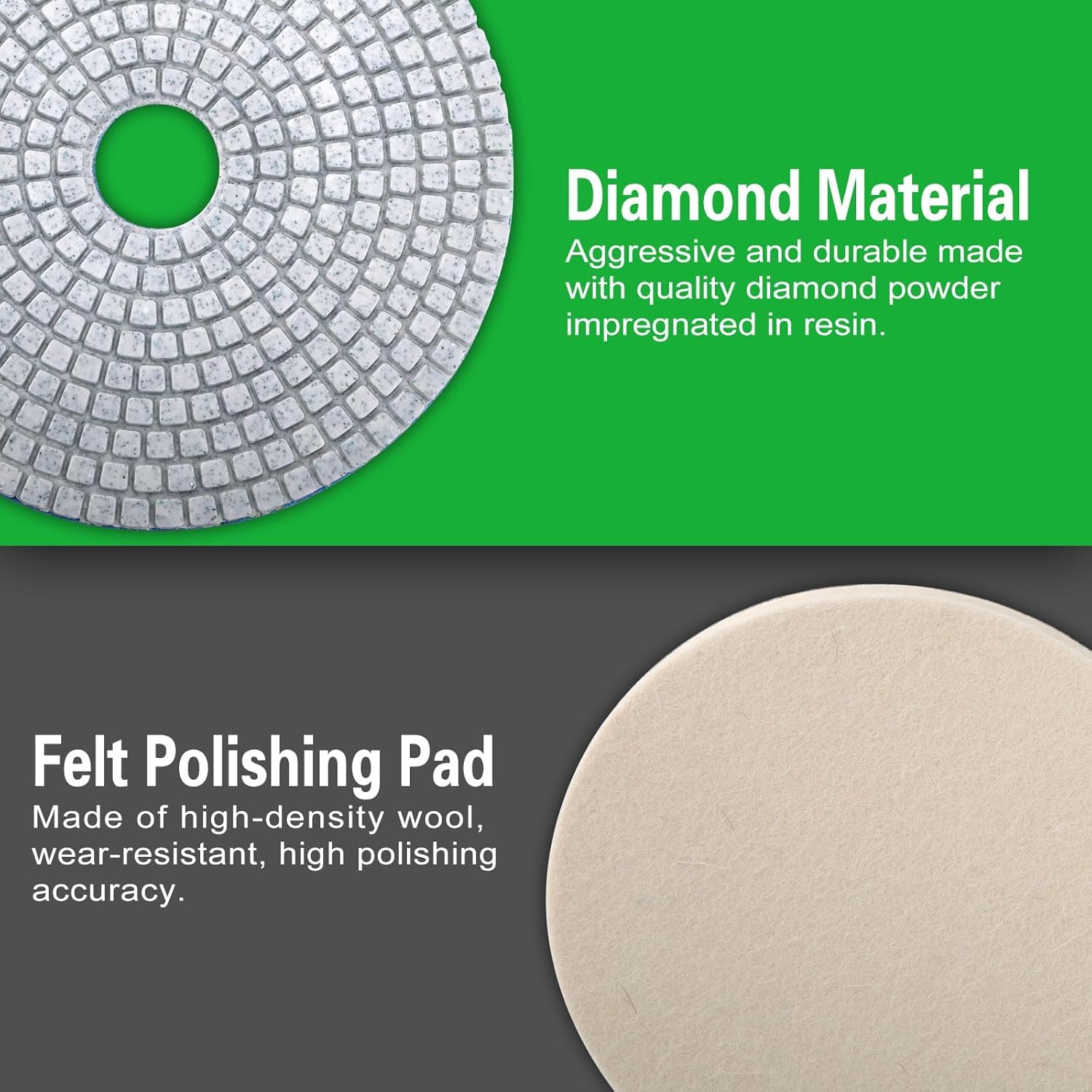 6" Diamond Polishing Pads Wet/Dry 50–3000 Grit for Stone & Concrete - 8Pcs/Box