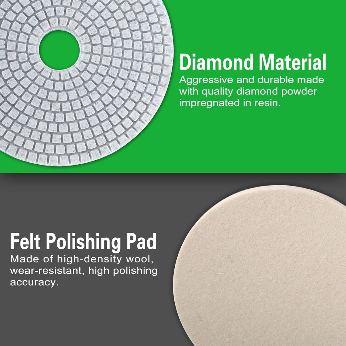 7" Diamond Polishing Pads Wet/Dry for Stone & Concrete - 8Pcs