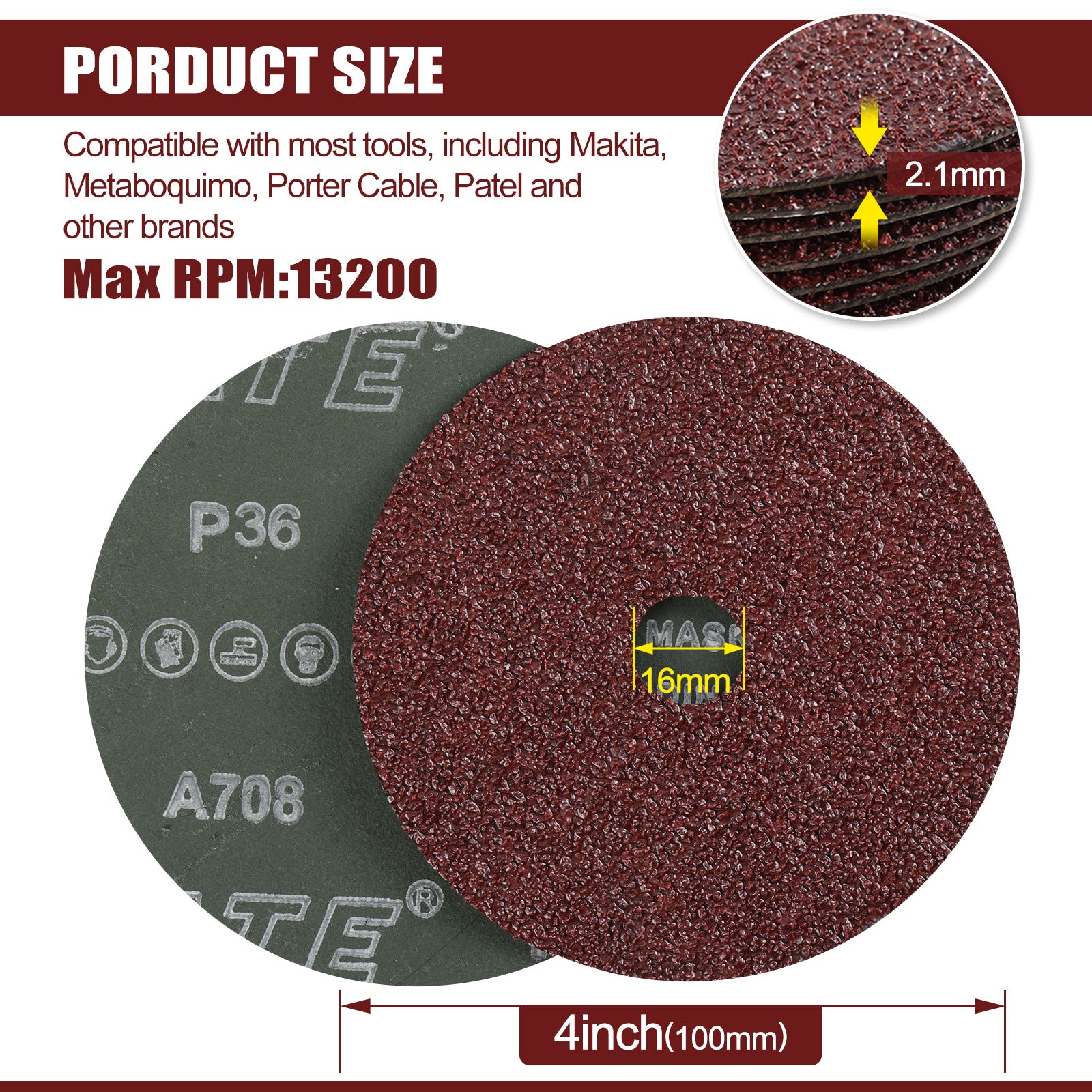 4" x 5/8" A/O Alumina Resin Fiber Sanding Discs