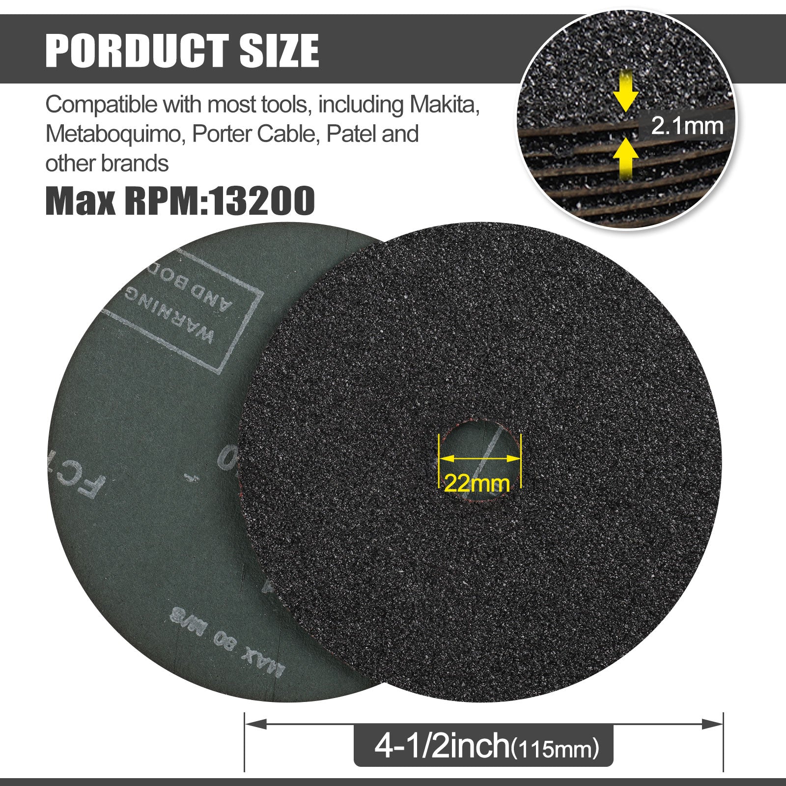 4-1/2" x 7/8" Silicon Carbide Resin Fiber Sanding Discs