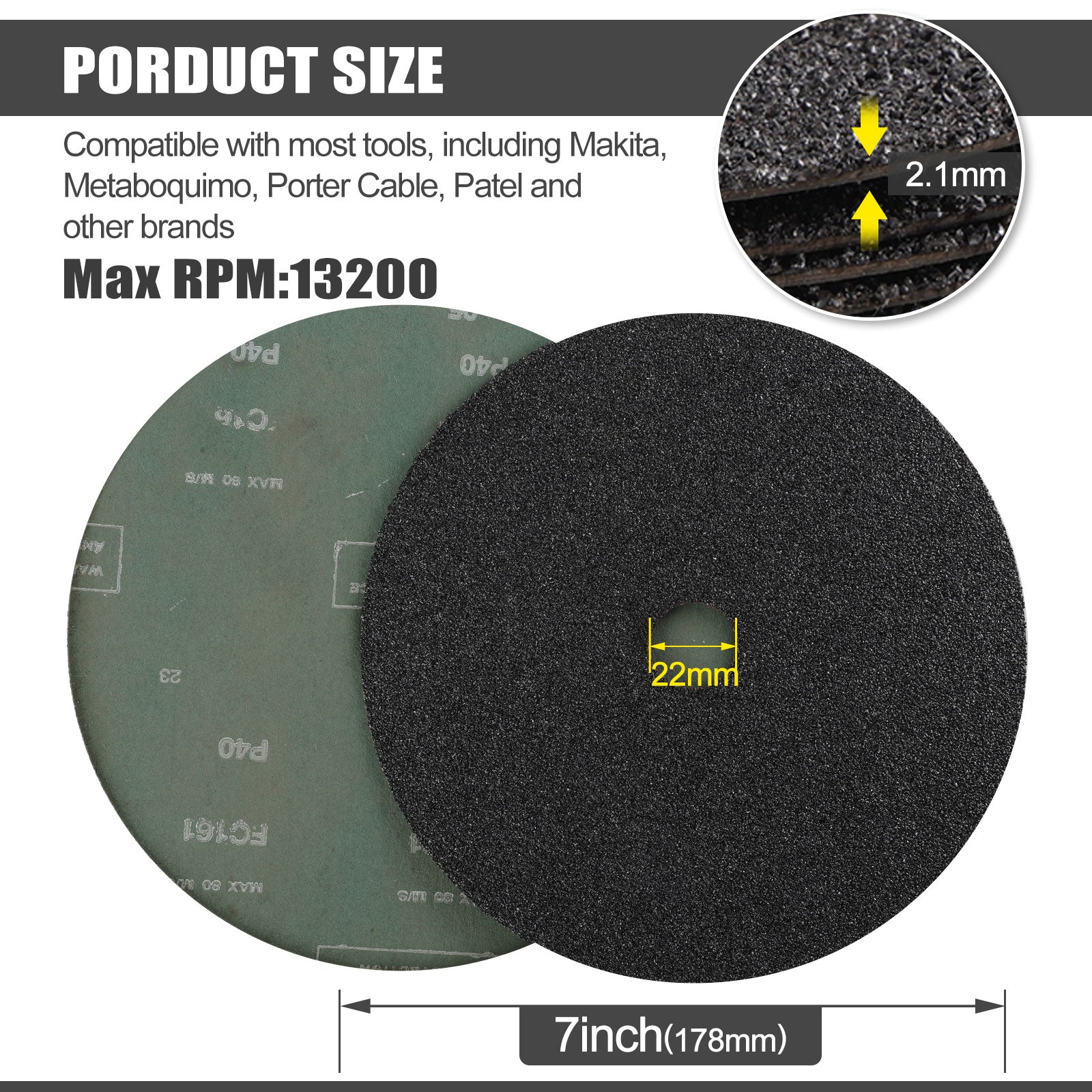 7" x 7/8" Silicon Carbide Resin Fiber Sanding Discs