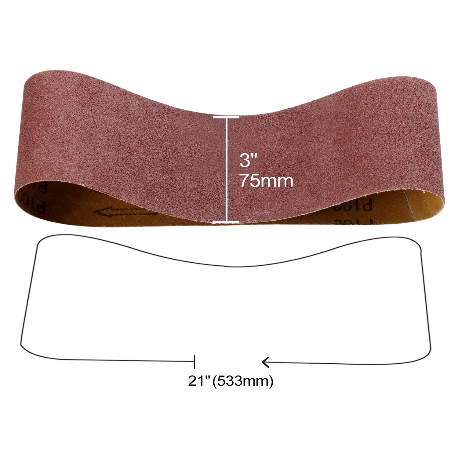 3" x 21" (75x533mm) Aluminum Oxide A/O Sanding Belt, 1 PC