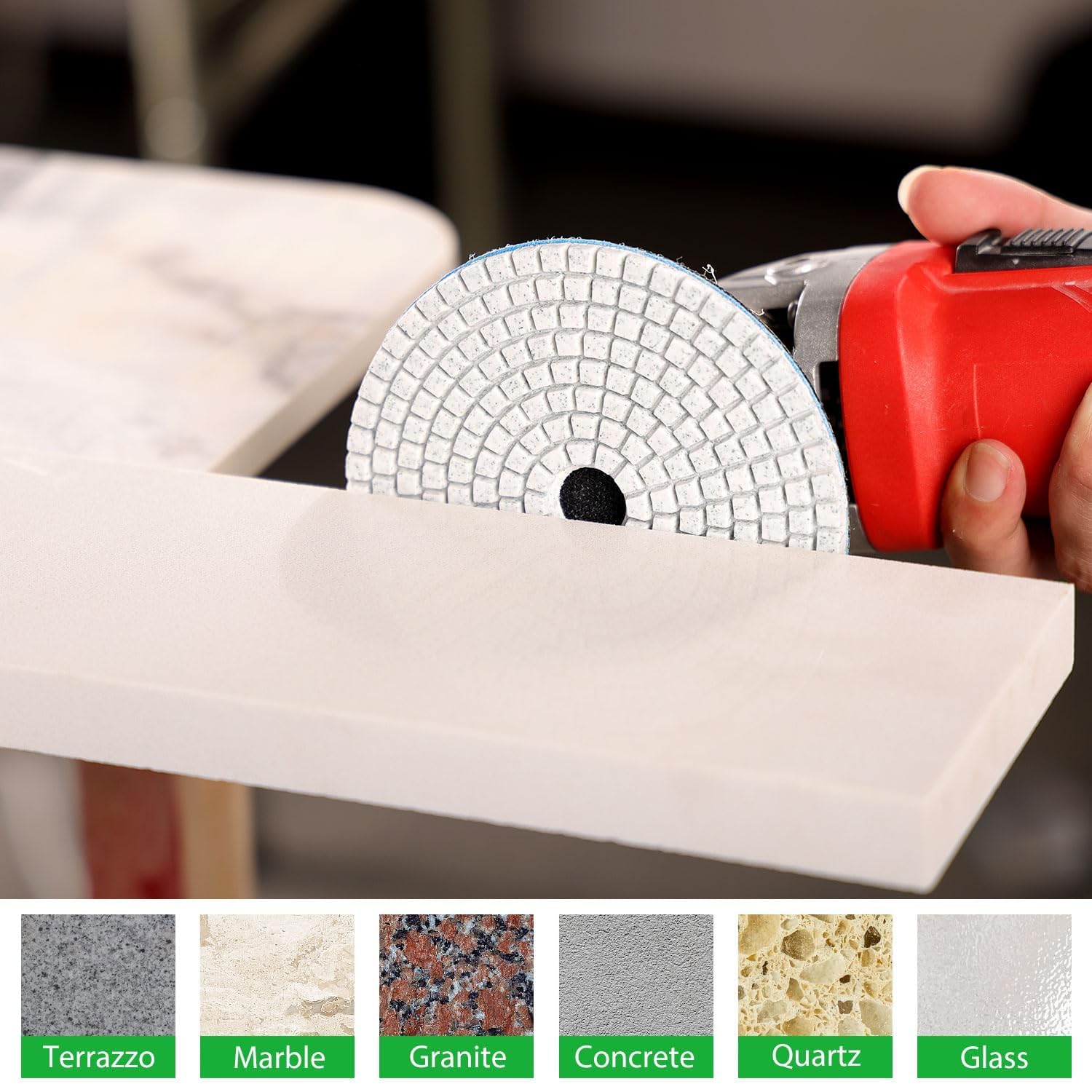 5 Inch Diamond Polishing Pads with 5/8’’-11 Backer Pad - 10Pcs/Box