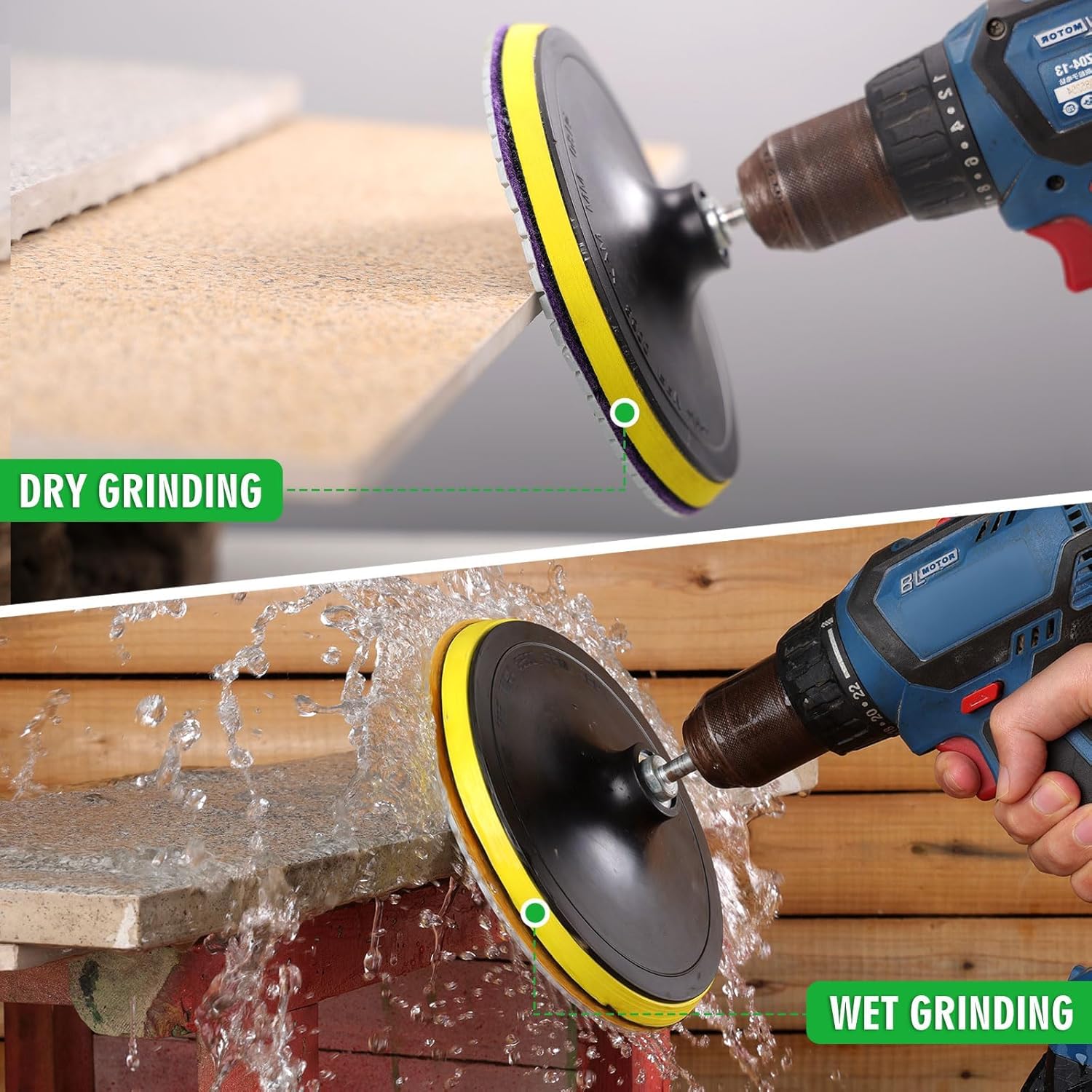 7" Diamond Polishing Pads Wet/Dry for Stone & Concrete - 8Pcs