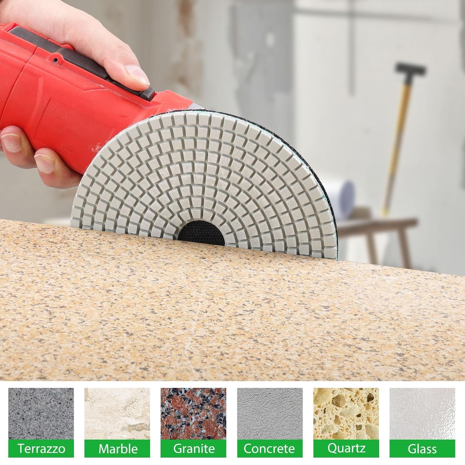 6" Diamond Polishing Pads Wet/Dry 50–3000 Grit for Stone & Concrete - 8Pcs/Box