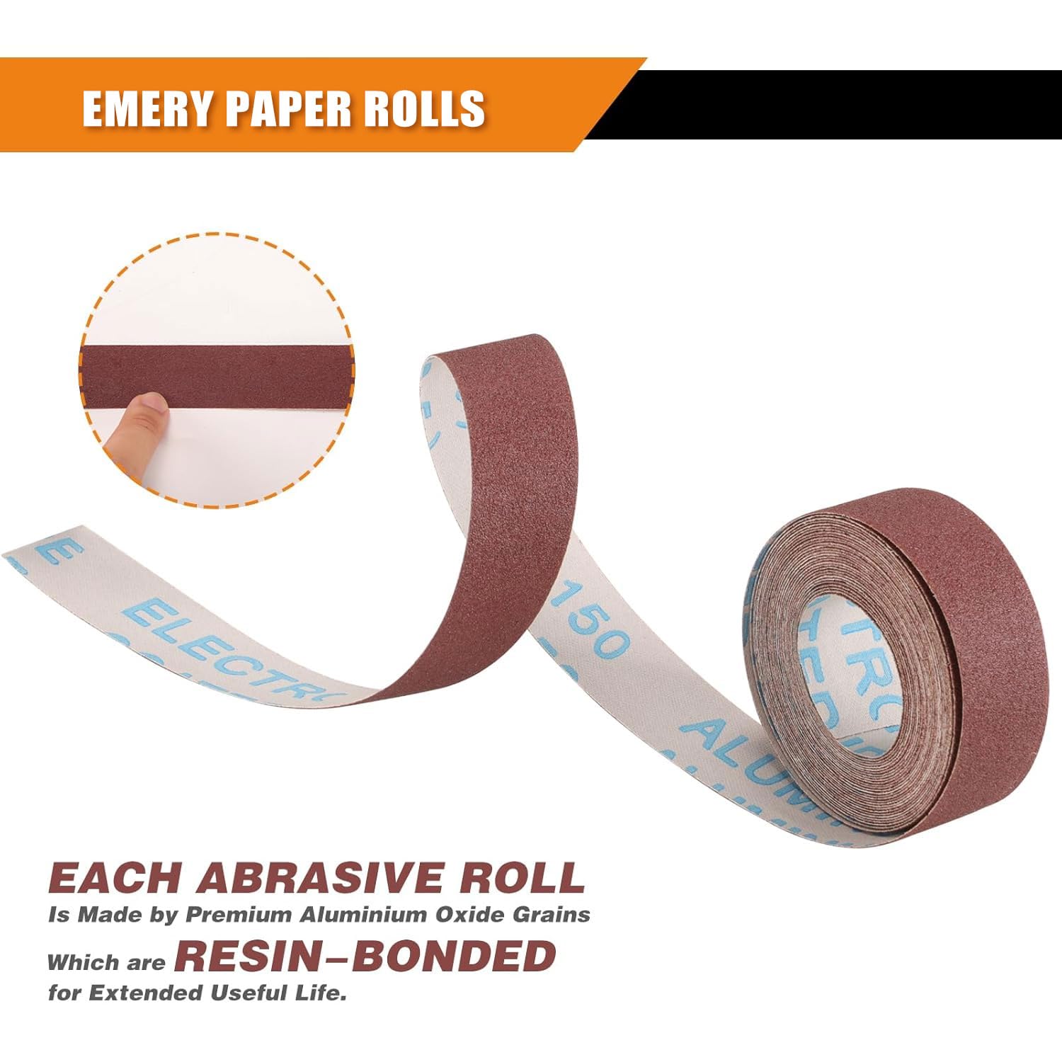 1" x 20' Aluminum Oxide Emery Cloth Roll with Dispenser