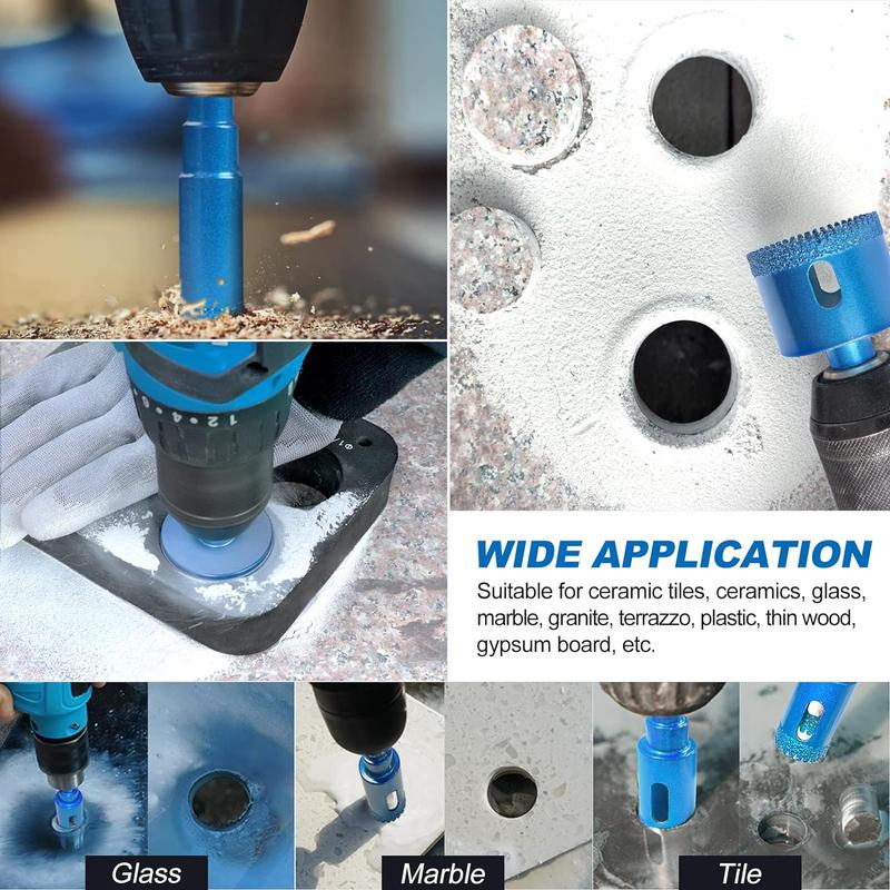 Diamond Hole Saw Kit with Guide Jig for Tile and Glass - 10PCS