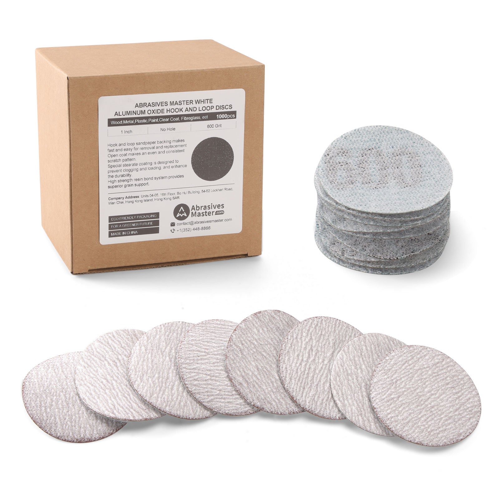 1" (25mm) White Hook & Loop Sanding Discs - 1000 Pcs/Box