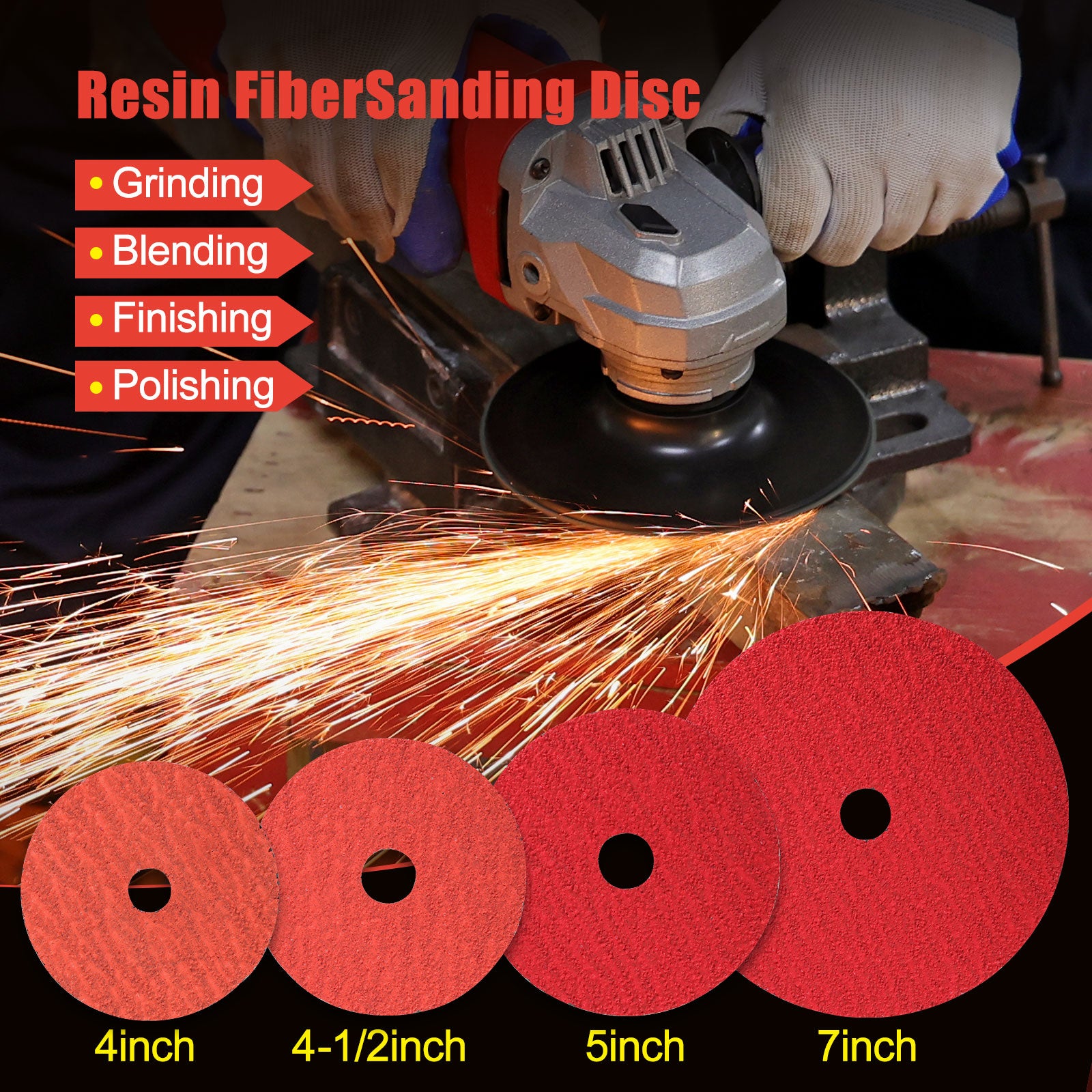 4-1/2" x 7/8" Ceramic Resin Fiber Sanding Discs