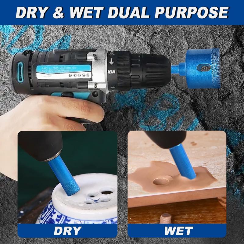 Diamond Hole Saw Kit with Guide Jig for Tile and Glass - 10PCS