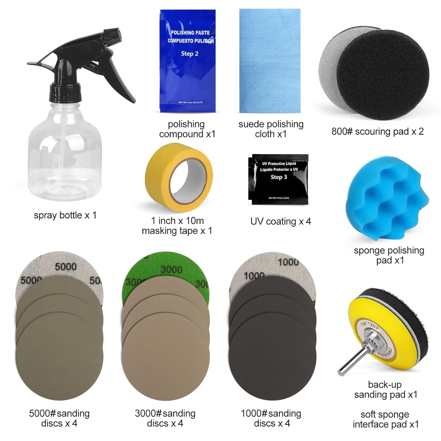 3" Headlight Restoration Sanding and Polishing Discs for Drill Use - 24Pcs/Box