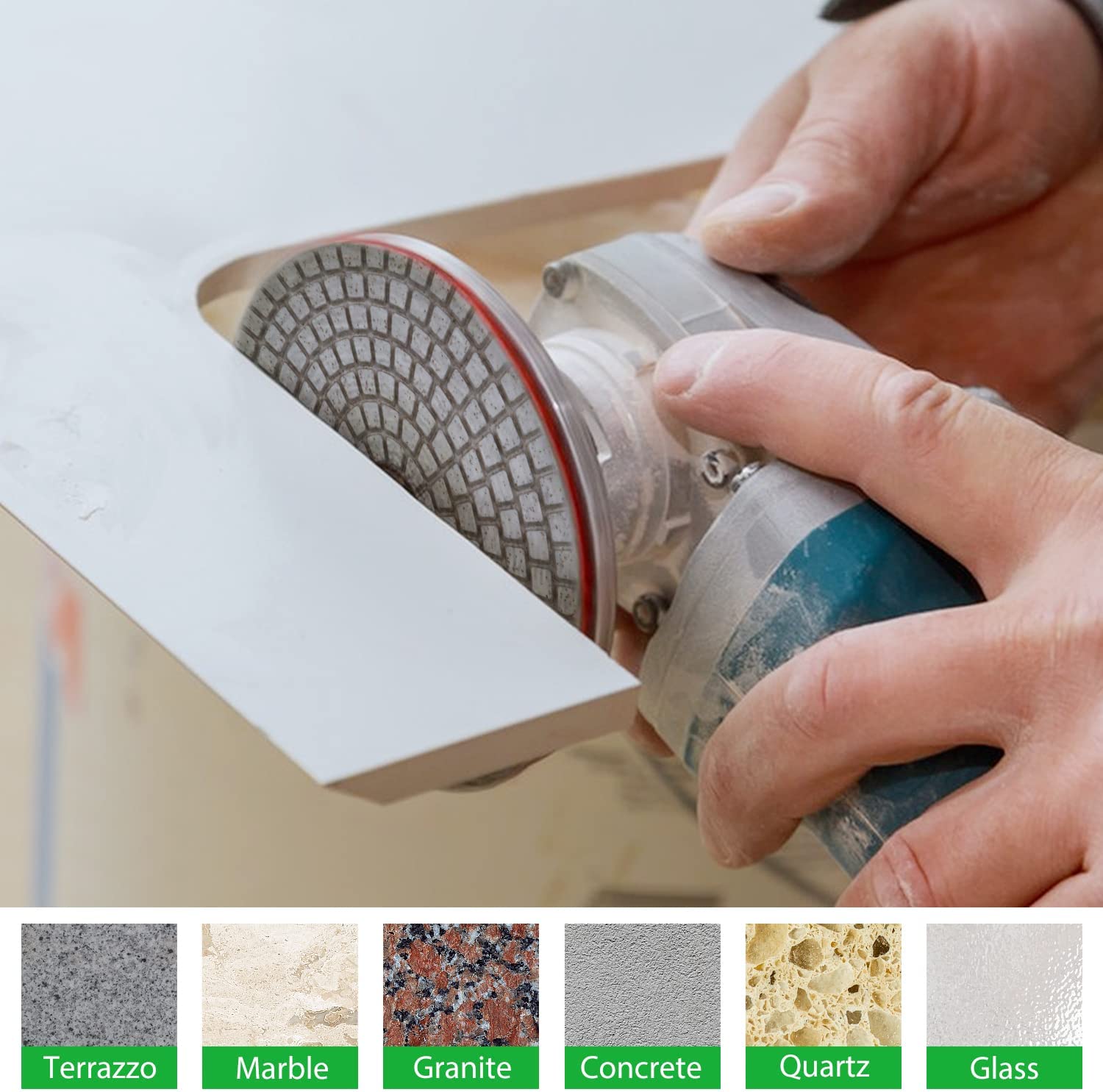 4 Inch Diamond Polishing Pads with 5/8’’-11 Backer Pad - 12Pcs/Box