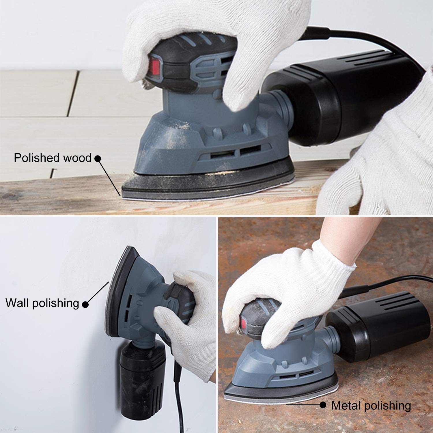 3.5" x 5.5" (90x140mm) 5 Holes Mouse Detail Sander Aluminum Oxide Sandpaper, 1PC