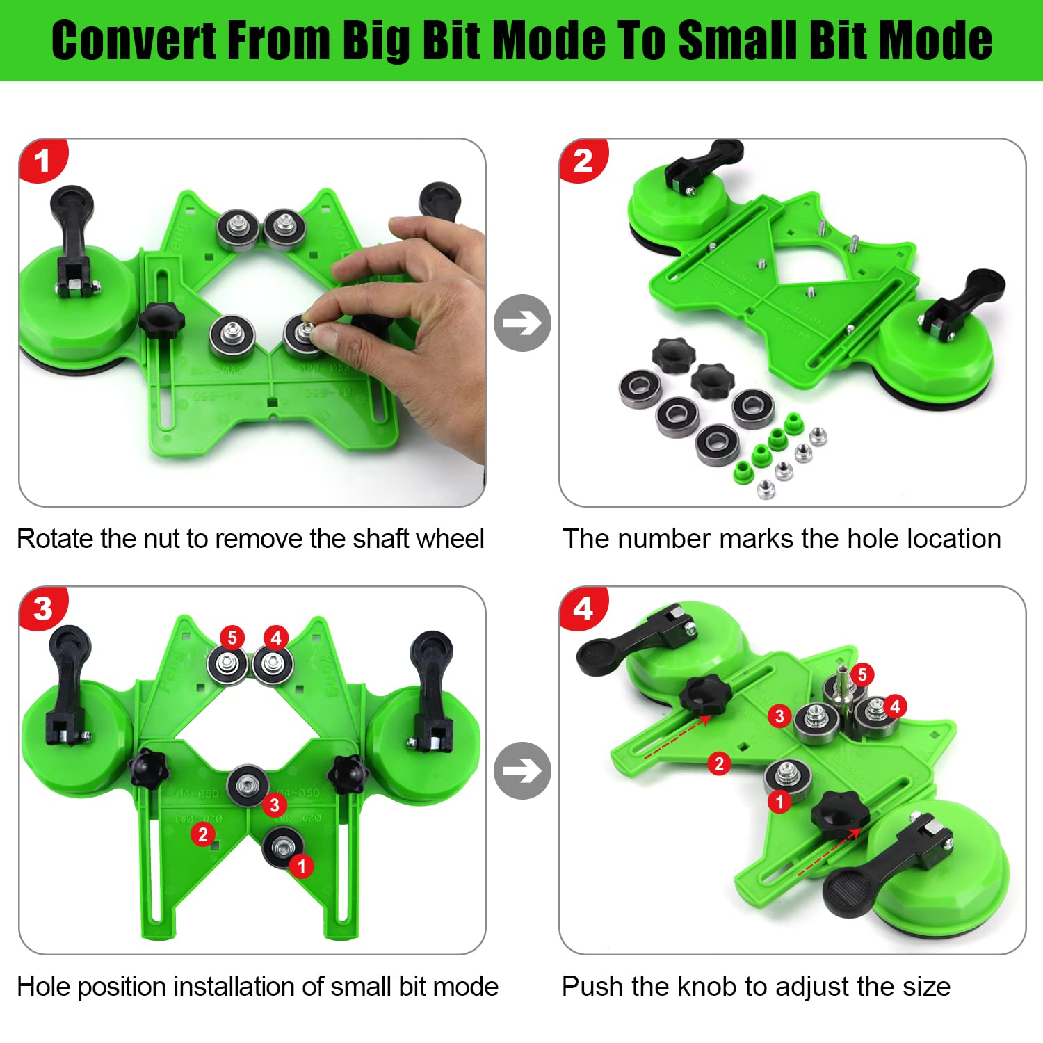 Diamond Hole Saw Kit 17PCS Tile Drill Bits Sets with Double Suction Cups Hole Saw Guide Jig Fixture