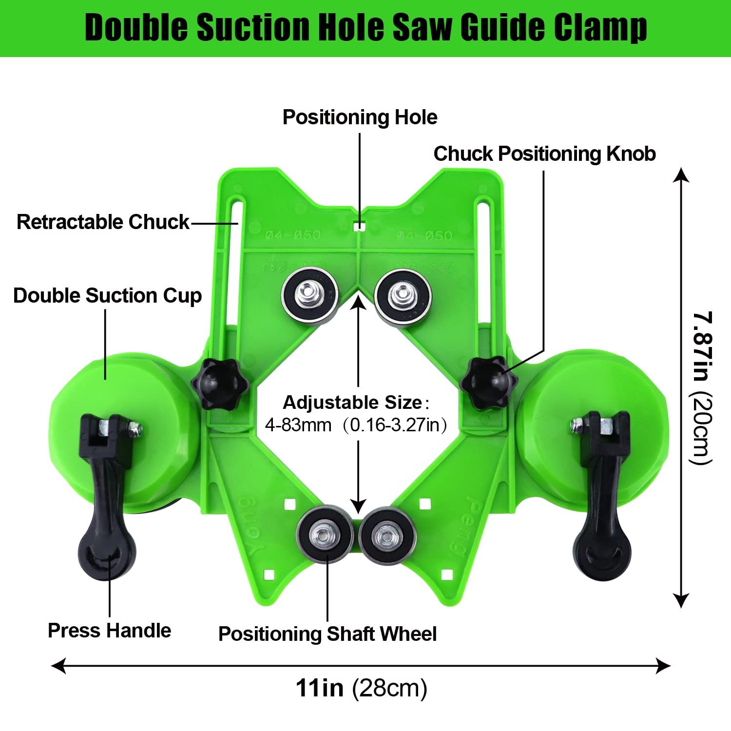 Diamond Hole Saw Kit 17PCS Tile Drill Bits Sets with Double Suction Cups Hole Saw Guide Jig Fixture