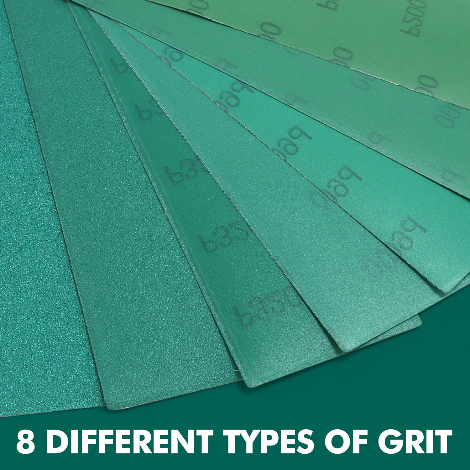 PSA Longboard Sandpaper,400 Grit,25 PCS Sanding Sheets,2-3/4" x 16-1/2" Self-Adhesive Stickyback Wet Dry Green Film Sandpaper
