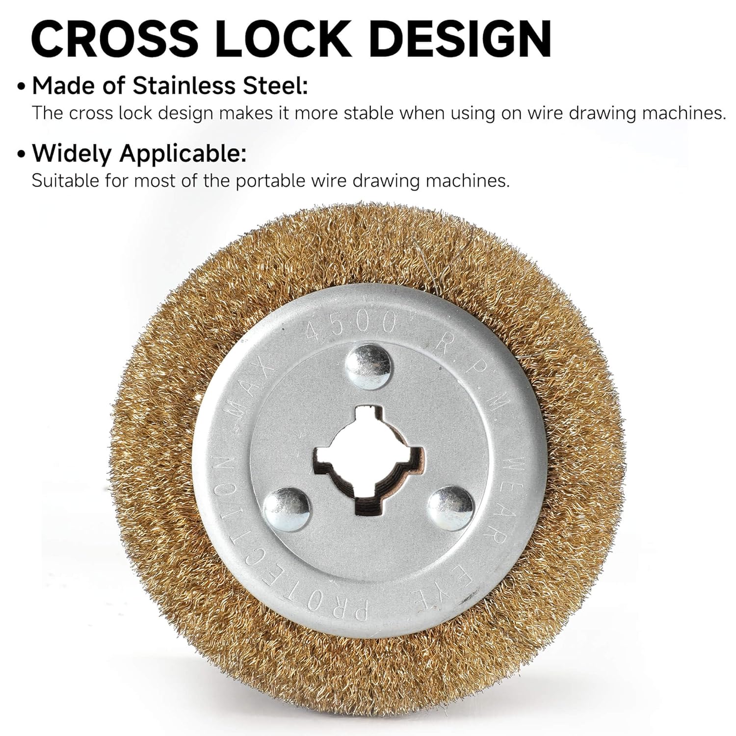 4.7" x 4" with 3/4" Quad Keyway Copper-Coated Polishing Wire Drum Heavy Rust Remover, 0.3mm Steel Wire