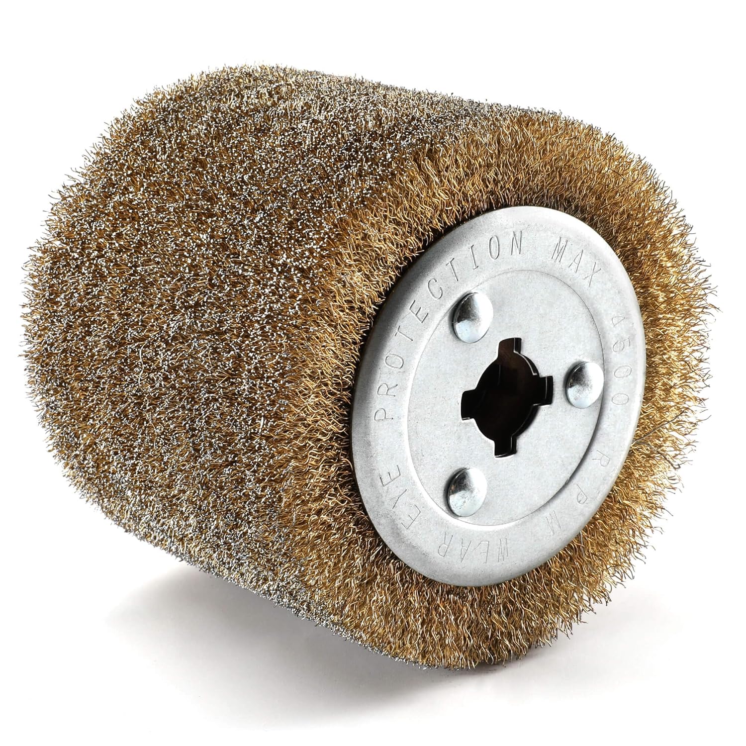 4.7" x 4" with 3/4" Quad Keyway Copper-Coated Polishing Wire Drum Heavy Rust Remover, 0.3mm Steel Wire
