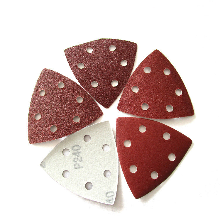 3.5" (90mm), 6 Holes Triangle Sanding Discs Hook and Loop Detail Sander Aluminum Oxide Sandpaper