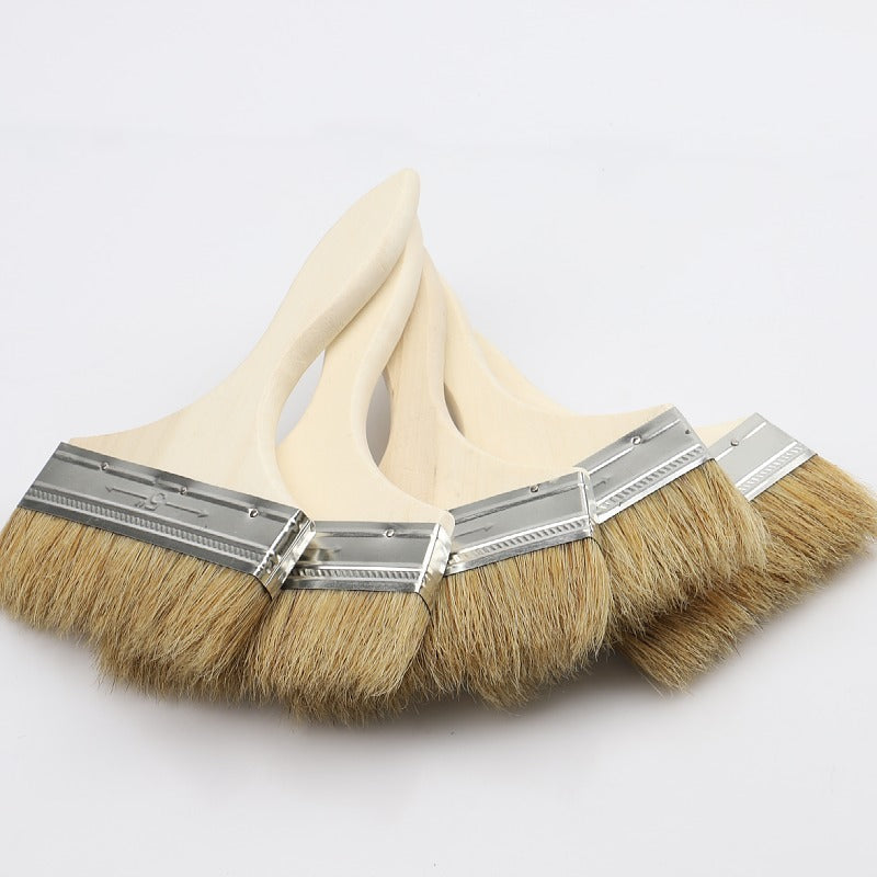 5” Natural Bristles Wooden Handle Flat Brush, 1PC