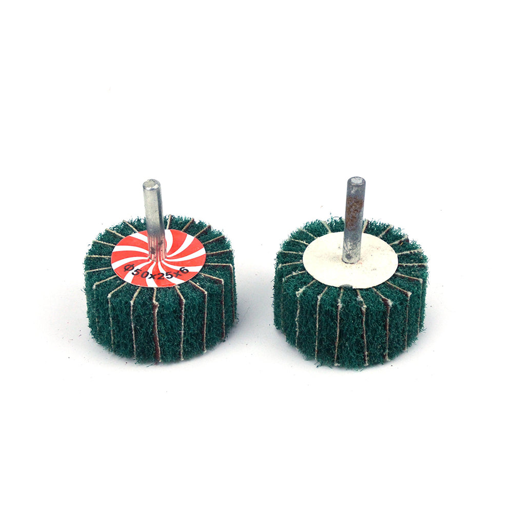 50mmx25mmx6mm Mounted Shank Cylinder Points Scouring Pad Interleaf Flap Grinding Wheels, 120 Grit