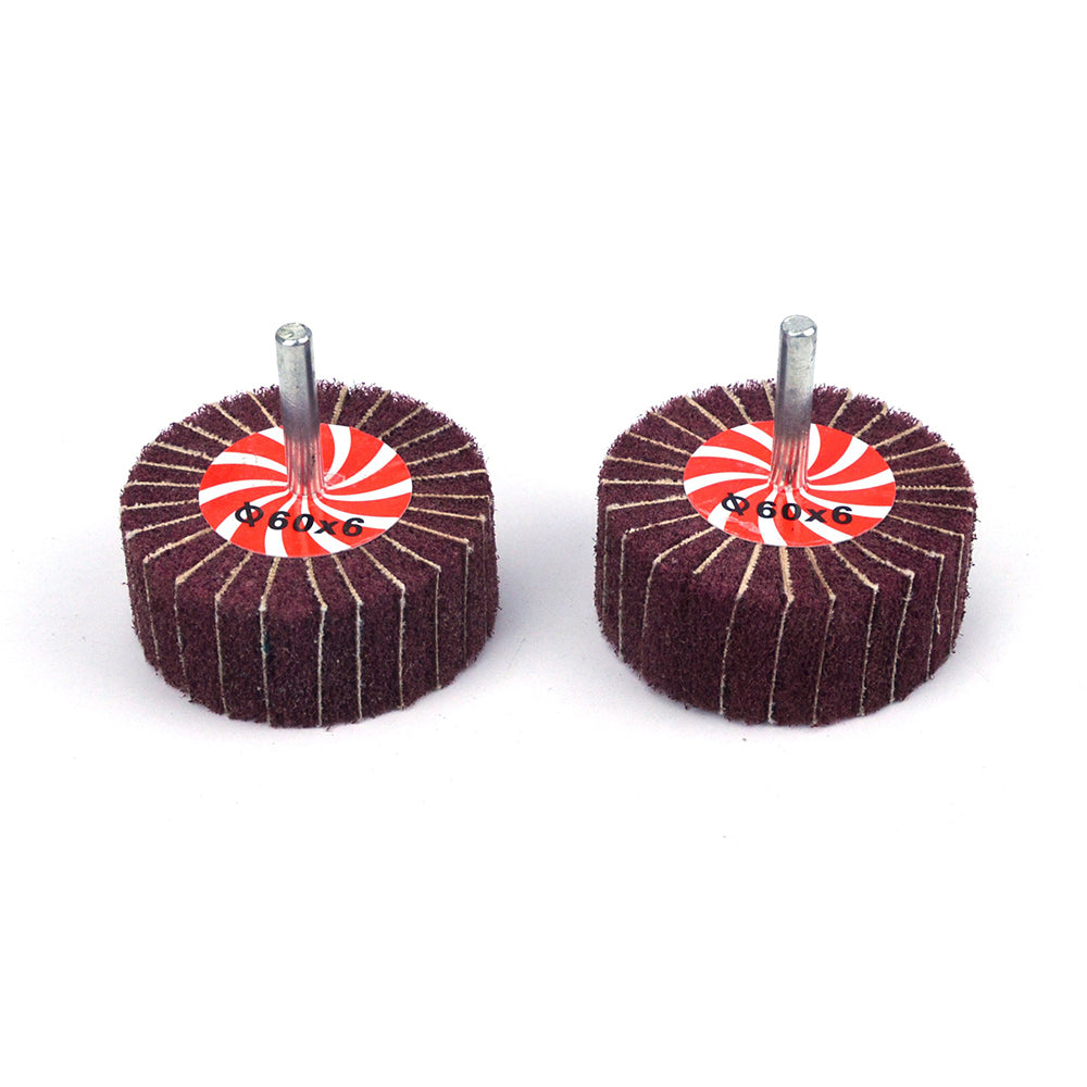 60mmx25mmx6mm Mounted Shank Cylinder Points Scouring Pad Interleaf Flap Grinding Wheels, 240 Grit