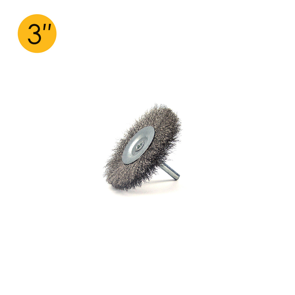 3" (75mm) x 6mm Mounted Shank 0.15mm Stainless Steel Wire Wheel Brushes
