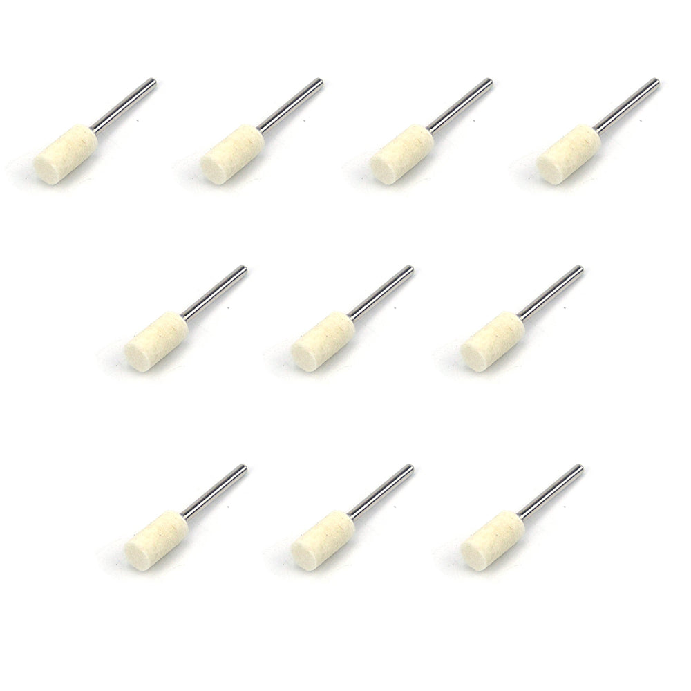 8mm x 3mm Mounted Shank Wool Felt Bobs Mandrel Grinding Polishing Points Buffing Heads, Cylindrical