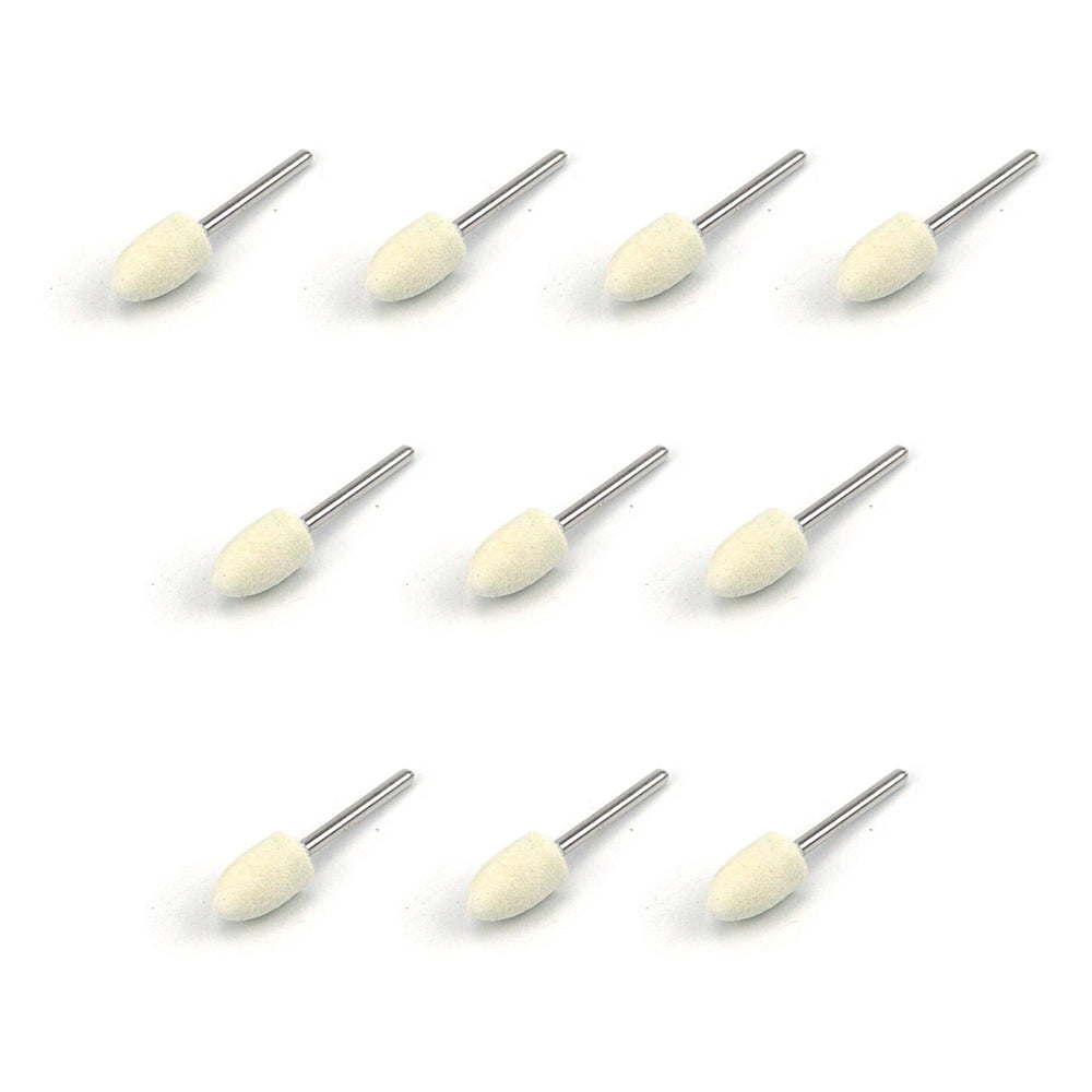 10mm x 3mm Mounted Shank Wool Felt Bobs Mandrel Grinding Polishing Points Buffing Heads, Conical