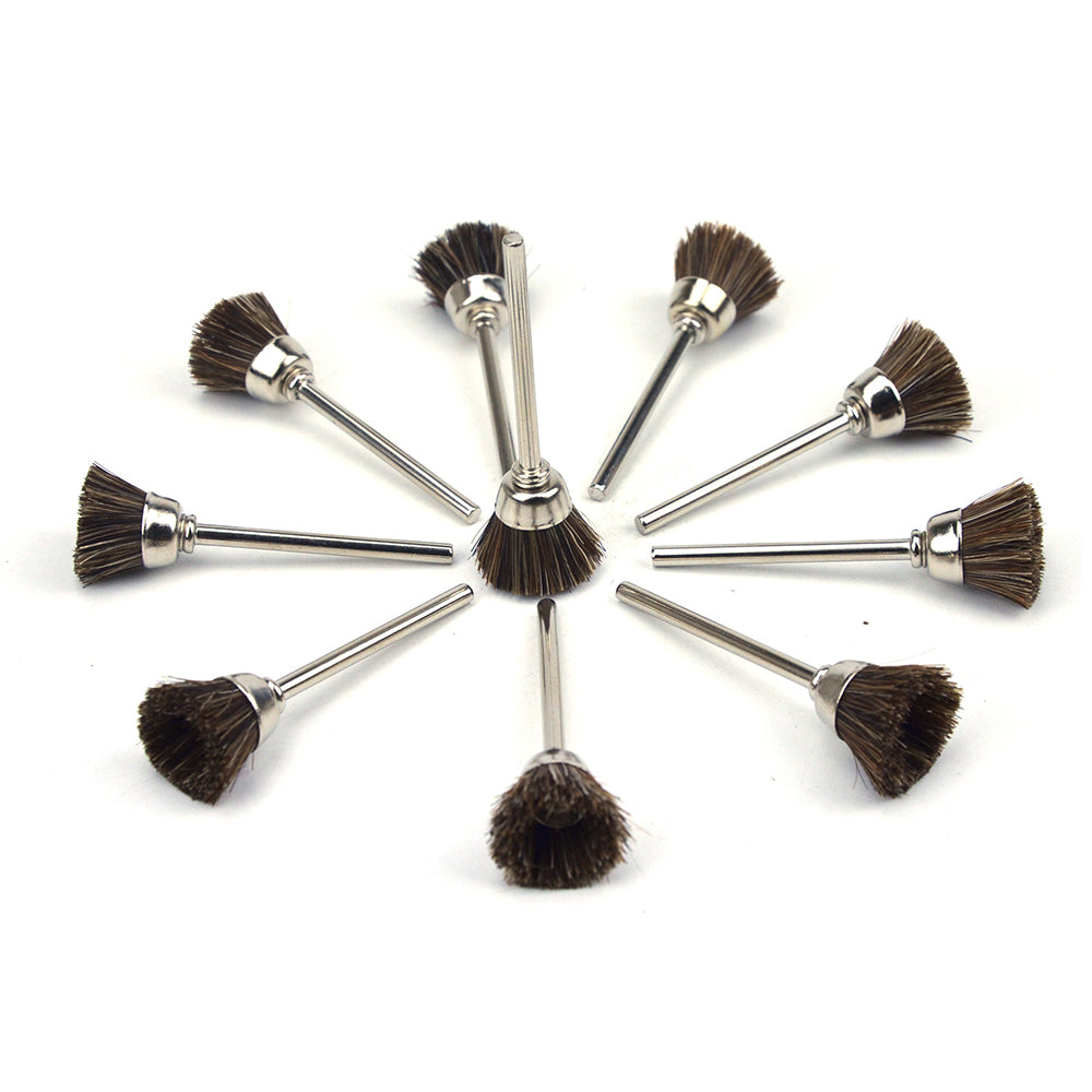 16mm x 3mm Mounted Shank Horse Bristle Taper Cup Wheel Brushes