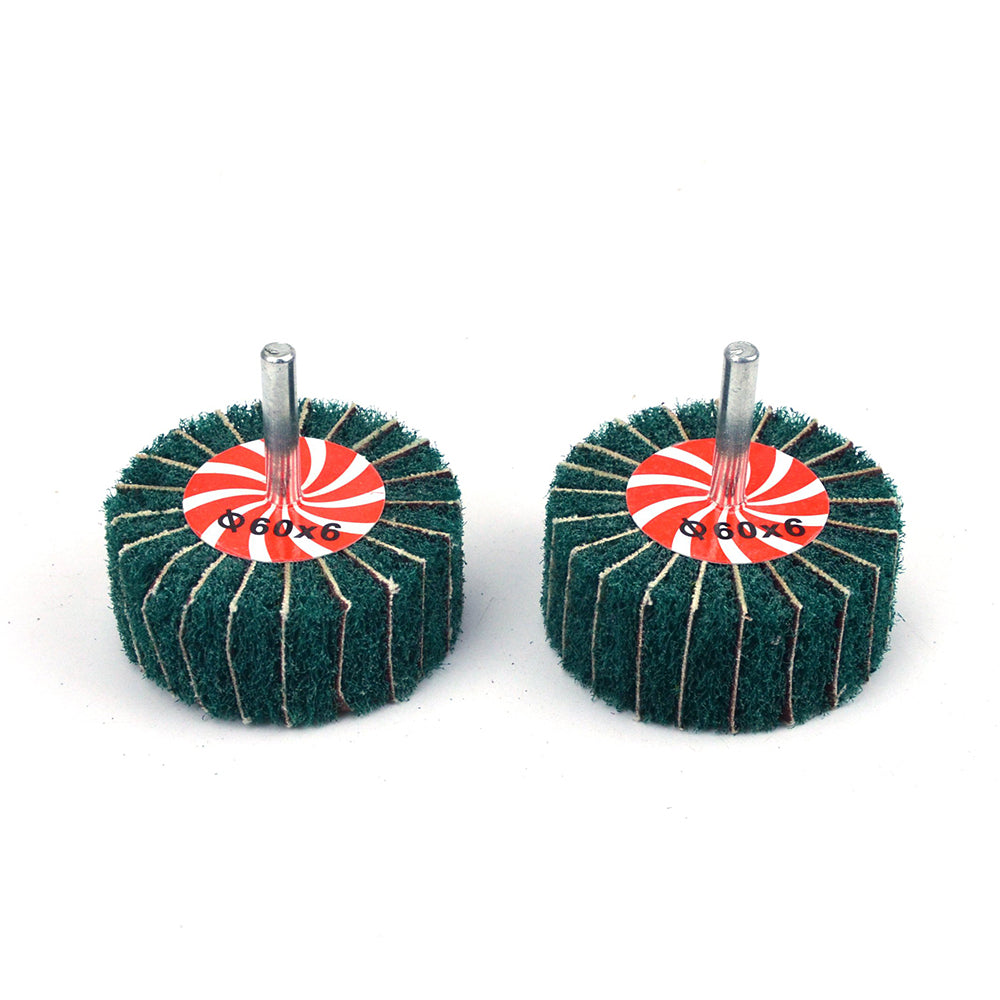 60mmx25mmx6mm Mounted Shank Cylinder Points Scouring Pad Interleaf Flap Grinding Wheels, 120 Grit