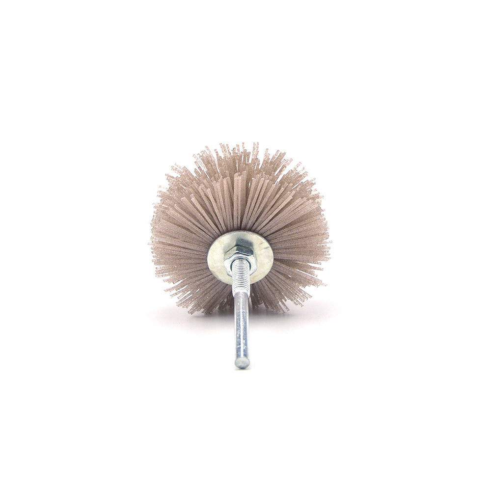 180 Grit 6mm Shank Mounted Nylon Wire Grinding Flower Head Wheel Brush for Woodworking
