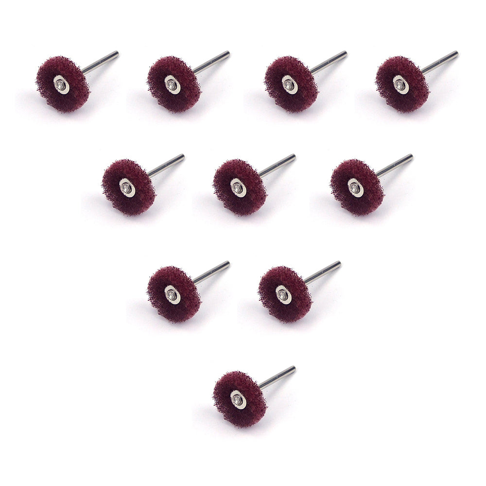 1" (25mm) x 3mm Mounted Shank Scouring Points Buffing Wheels, Red, Fine