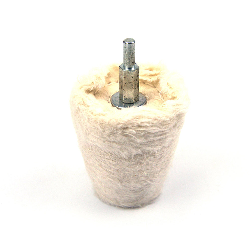 60x55mm x 6mm Shank Mounted Cotton Buffing Wheels, Conical
