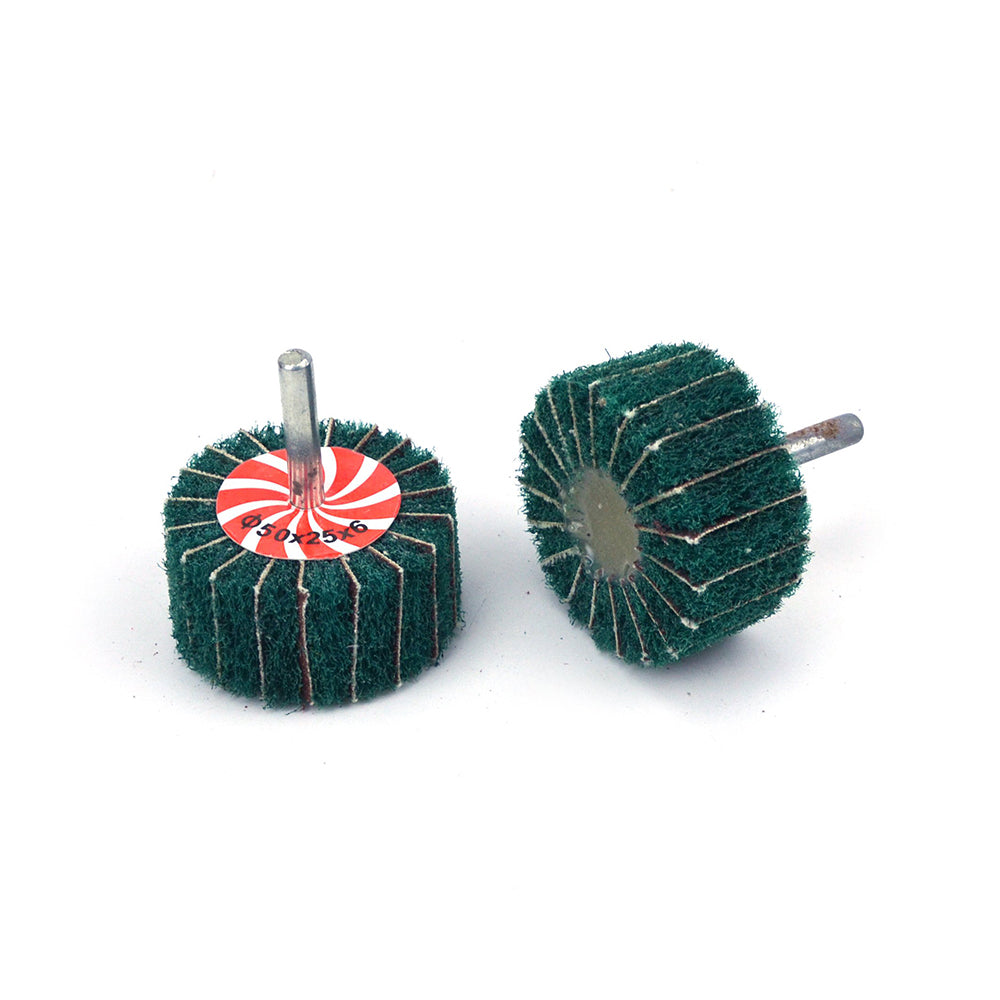 50mmx25mmx6mm Mounted Shank Cylinder Points Scouring Pad Interleaf Flap Grinding Wheels, 120 Grit