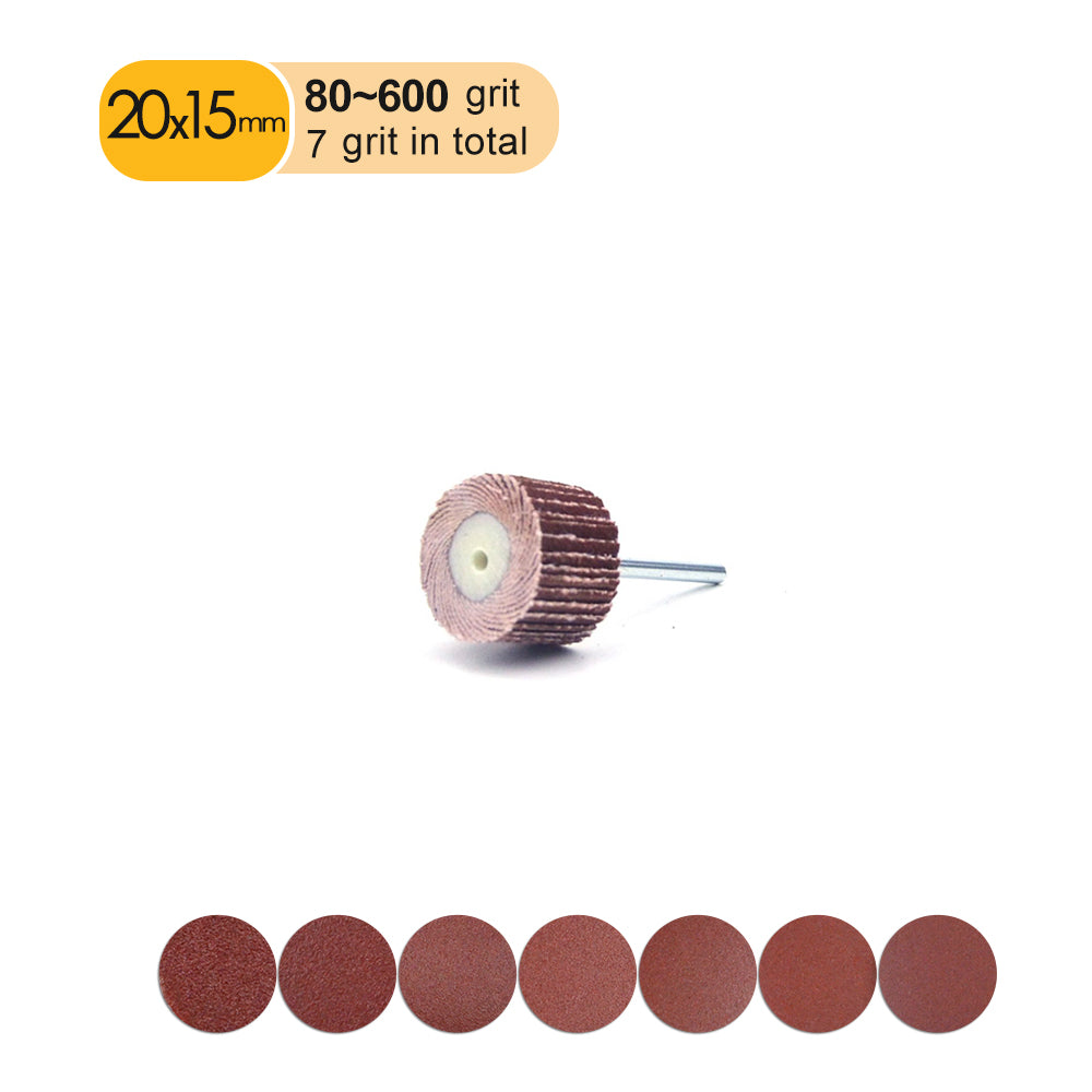 20x15mm x 3mm Shank Small Flap Wheels, 80-600 Grit