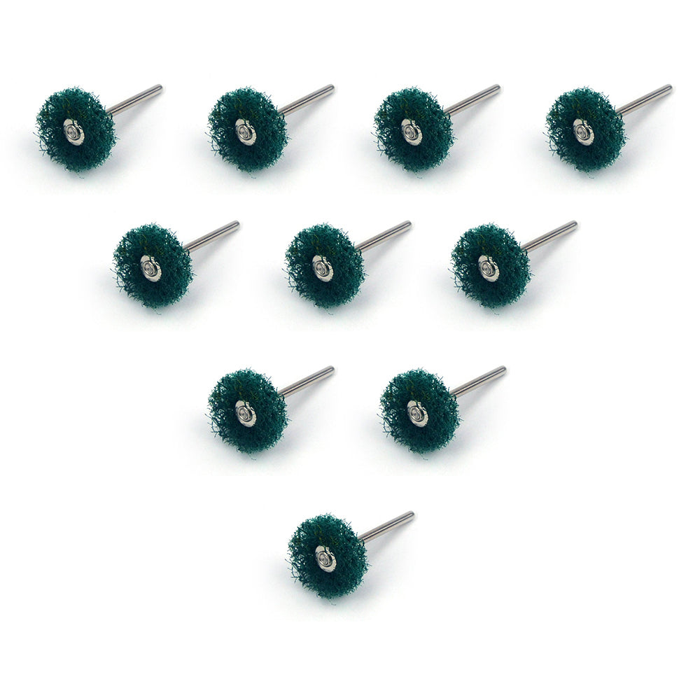1" (25mm) x 3mm Mounted Shank Scouring Points Buffing Wheels, Green, Coarse