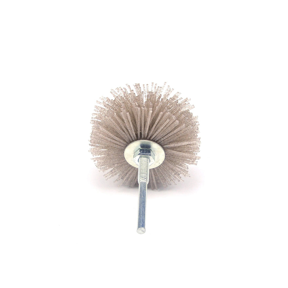 120 Grit 6mm Shank Mounted Nylon Wire Grinding Flower Head Wheel Brush for Woodworking