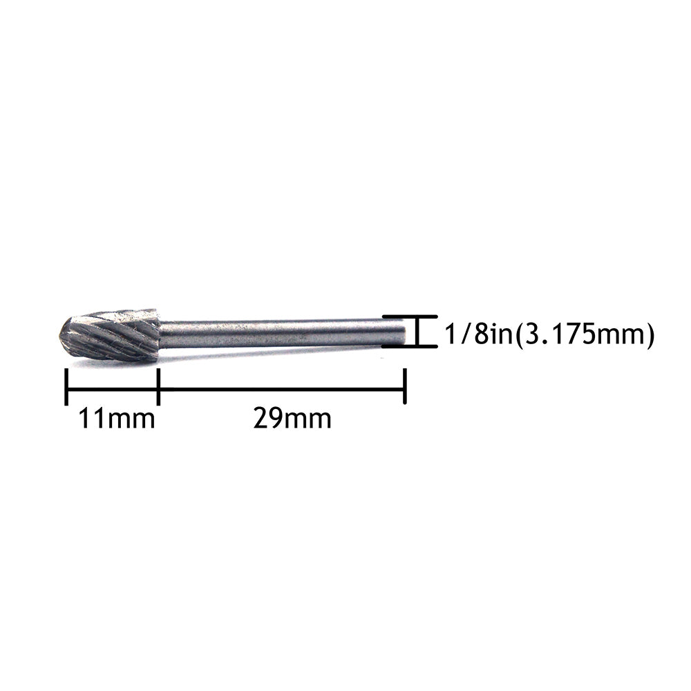 1/8" (3.175mm) Mounted Shank HSS(High Speed Steel) Woodworking Carbide Burrs Rotary File, 6pcs Set