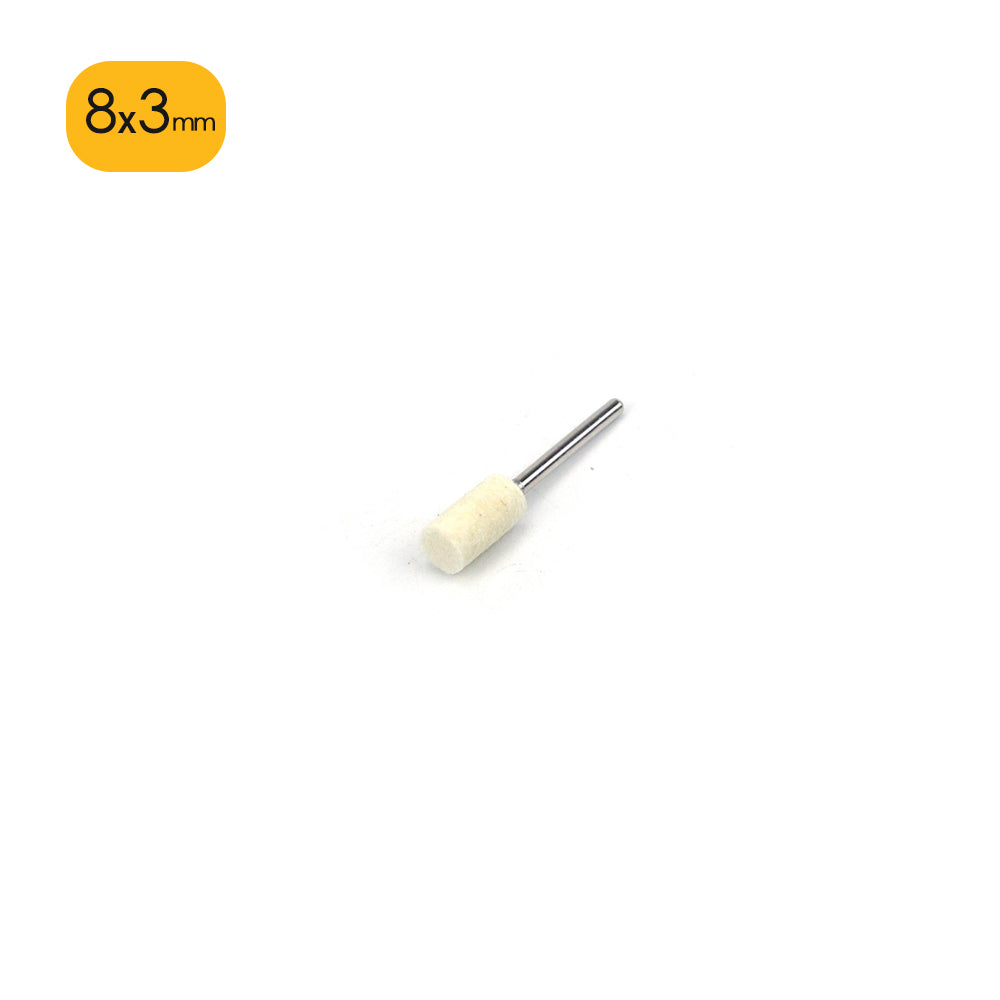8mm x 3mm Mounted Shank Wool Felt Bobs Mandrel Grinding Polishing Points Buffing Heads, Cylindrical