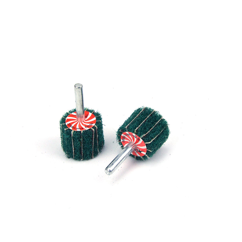 30mmx25mmx6mm Mounted Shank Cylinder Points Scouring Pad Interleaf Flap Grinding Wheels, 120 Grit